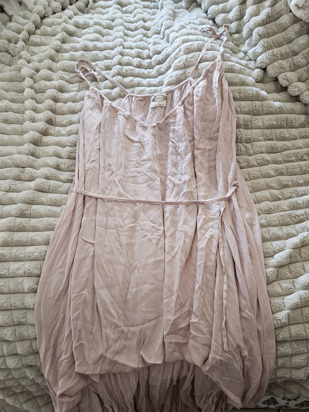 Joyfolie Light Pink Midi Dress with Spaghetti Straps